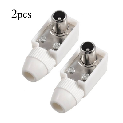 Picture of 2pcs TV Antenna Jack Coax Connector White Color - White