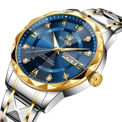 Picture of Olevs 5609 Watch For Men-Sliver Gold Blue