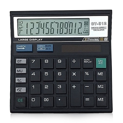 Picture of CT-512 Dual Power Check & Correct Calculator for Office, Shops and Student - Black