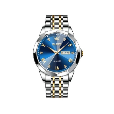 Picture of Olevs 9931 New luxury Fashion stainless steel imported quartz movement wrist-watch for Men- Silver Blue
