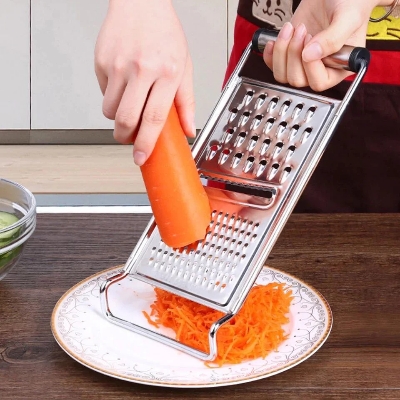 Picture of Stainless Steel Multi-Function| Potato Grater Kitchen Utensils Peel Cutter| Ideal for Vegetables Fruits Orange Chocolate Nuts Ginger - Steel