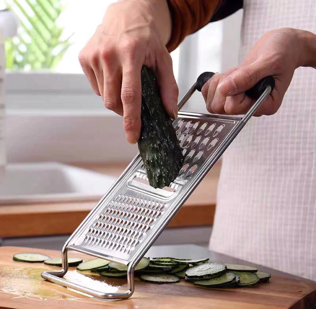 Picture of Stainless Steel Multi-Function| Potato Grater Kitchen Utensils Peel Cutter| Ideal for Vegetables Fruits Orange Chocolate Nuts Ginger - Steel