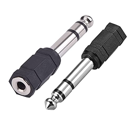 Picture of 6.35mm Male to 3.5mm Female Headphone Stereo Audio Connector - 1pcs - Black