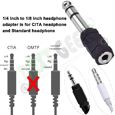 Picture of 6.35mm Male to 3.5mm Female Headphone Stereo Audio Connector - 1pcs - Black