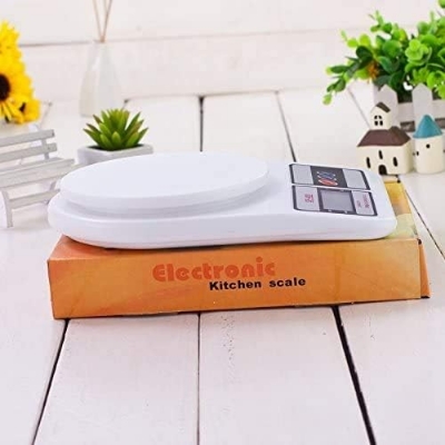 Picture of Electronic Kitchen Digital Weighing Scale, Electronic scale Multipurpose (White, 10 Kg) With Battery - White