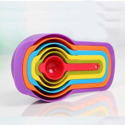 Picture of Plastic Measuring Cup And Spoon Set For Cake Baking And Kitchen Cooking - Multicolor
