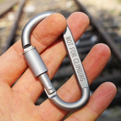 Picture of Aluminum D-Ring Clip Hook Keychain Screw Locking - Silver