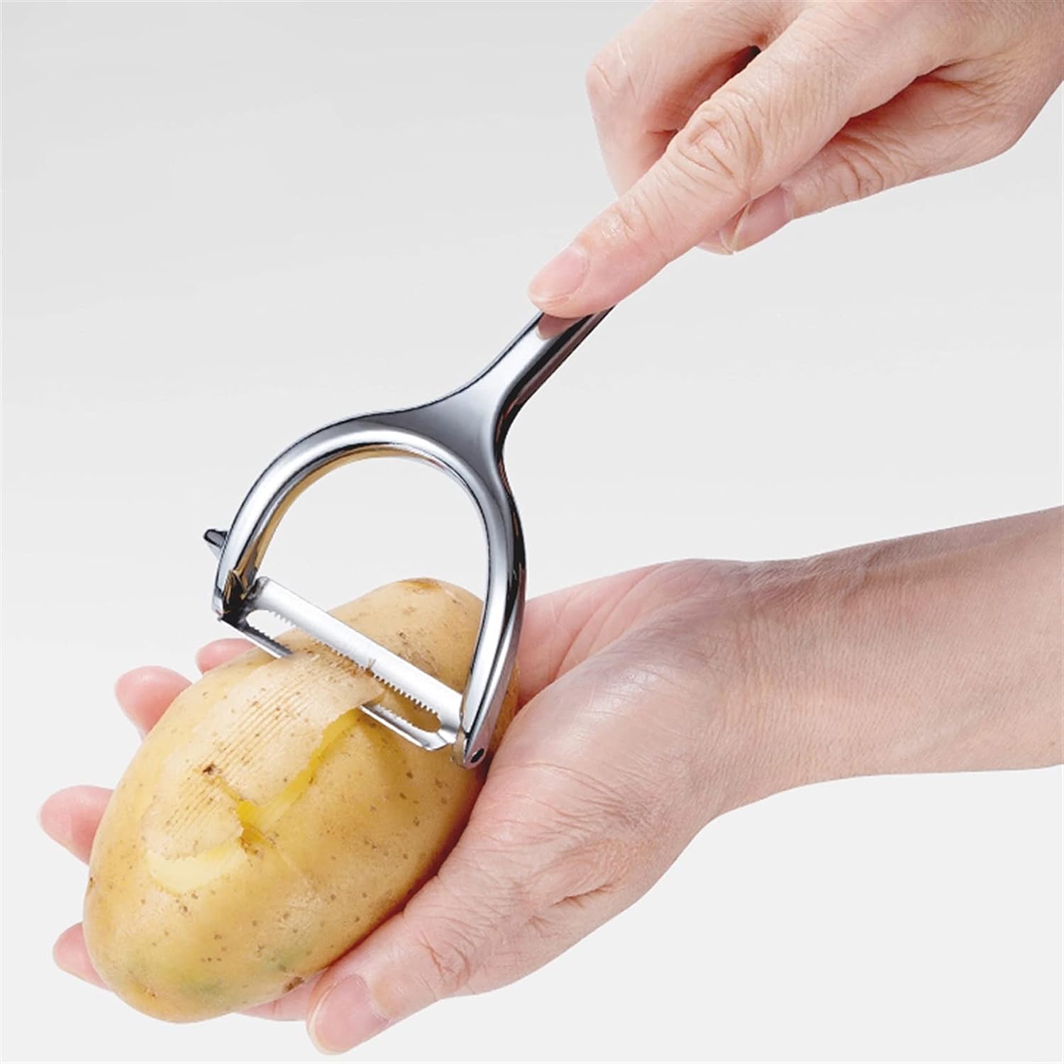 Picture of Stainless Steel Vegetable Peeler for Potatoes Carrots Cucumbers and Fruits Solid Handle Y-Shaped Heavy Kitchen Multi-functional Peeler - Steel