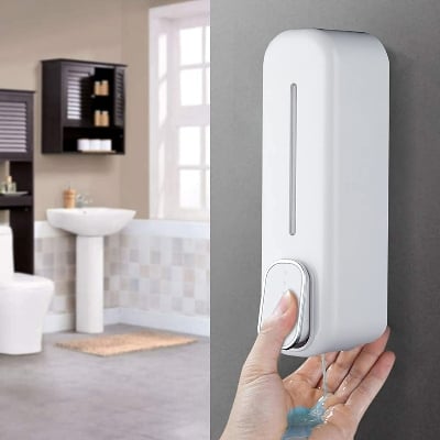 Picture of Wall Mount Liquid soap Dispenser, sanitizer and Organizer - Holds Shampoo, Soap, Conditioner, Shower Gel - 350 ML - Multicolor