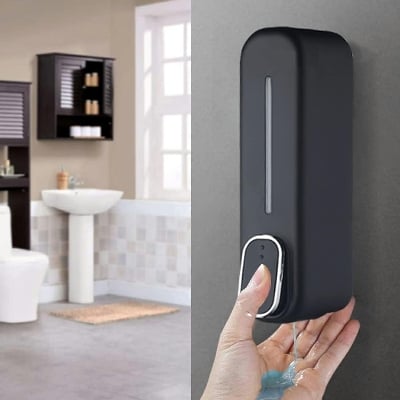 Picture of Wall Mount Liquid soap Dispenser, sanitizer and Organizer - Holds Shampoo, Soap, Conditioner, Shower Gel - 350 ML - Multicolor