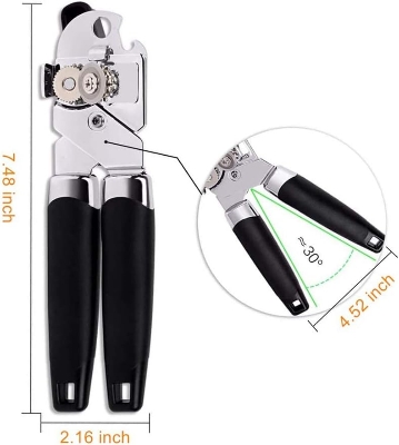 Picture of Can Opener Manual, Stainless Steel Hand Held Can Opener with Heavy Duty Ergonomic Anti Slip Grip for Seniors with Arthritis - Silver