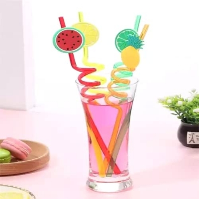 Picture of 4 PCS Reusable Straws Smoothie Drinking Straws Kids/Birthday Party Decorations for Kids Girls (Pack of 1) - Multicolor