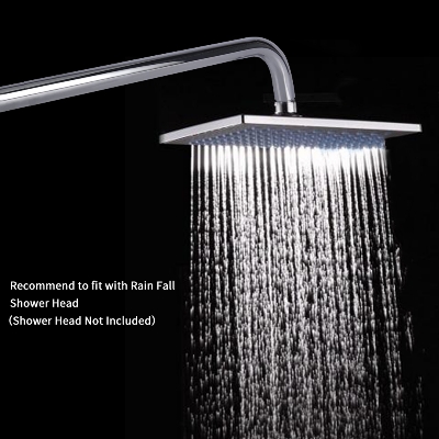 Picture of Chrome Polished Stainless Steel L-Shaped Shower Arm Extension for Rainfall Shower Head - 12 inch Length - Steel