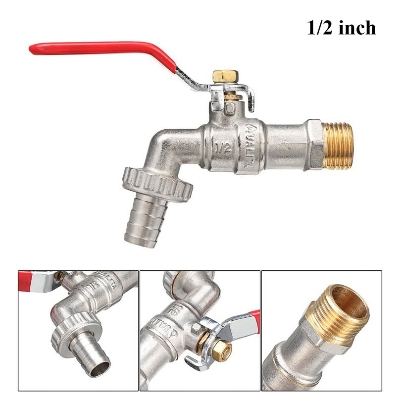 Picture of 1/2" Garden Lever Tap Valve, Bib Faucet Water Ball Valve with Garden Connector (Working Pressure: 1.6MPA) - Brass