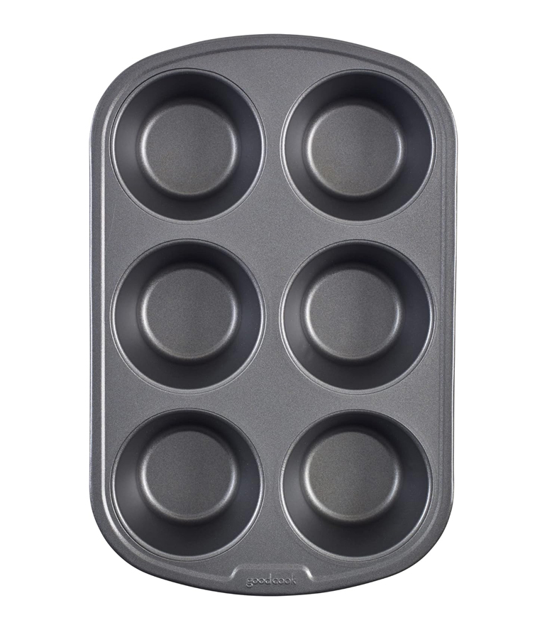 Picture of 6 Cup Muffin & Cupcake Pan, Nonstick Brownie Pan, Heavy Duty Carbon Steel Bake for Oven Baking - Black