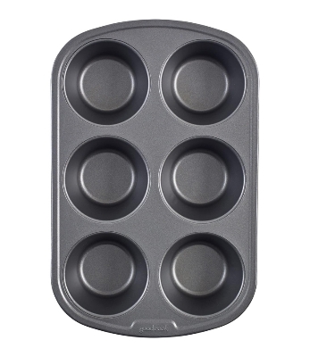 Picture of 6 Cup Muffin & Cupcake Pan, Nonstick Brownie Pan, Heavy Duty Carbon Steel Bake for Oven Baking - Black