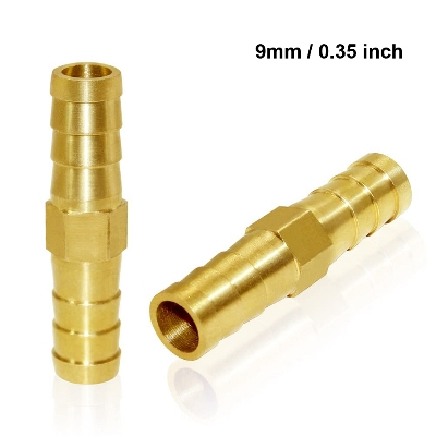 Picture of 9mm Brass Straight Hose Pipe Fitting Equal Barb Gas Copper Barbed Coupler Connector Adapter - 1pcs - Brass