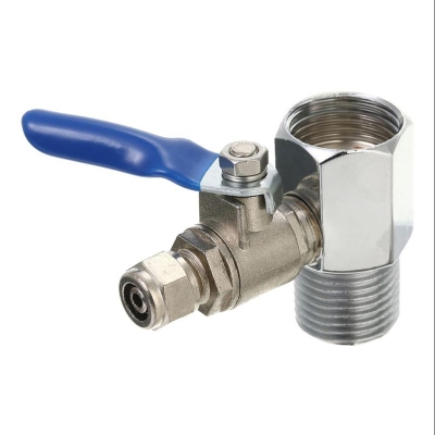 Picture of Brass Ball Valve 1/2'' to 1/4'' Tee Connector Quick Connect Feed Water Adapter Garden Faucet Tap Plumbing Hardware - Brass