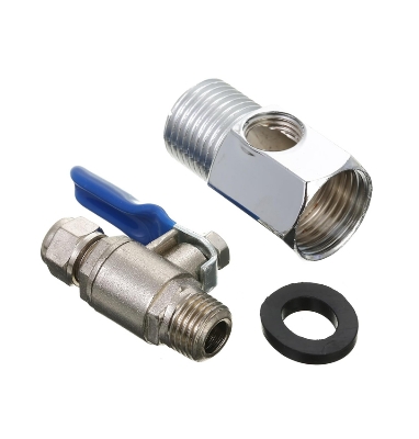 Picture of Brass Ball Valve 1/2'' to 1/4'' Tee Connector Quick Connect Feed Water Adapter Garden Faucet Tap Plumbing Hardware - Brass