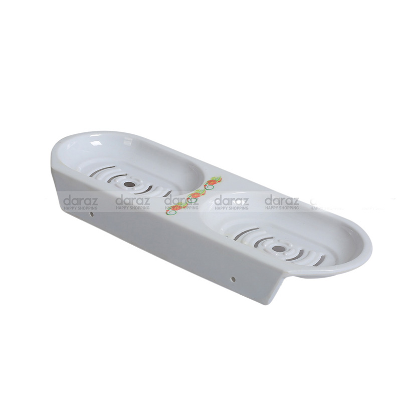Picture of White Melamine Double Soap Case For Bathroom and Kitchen - Multicolor