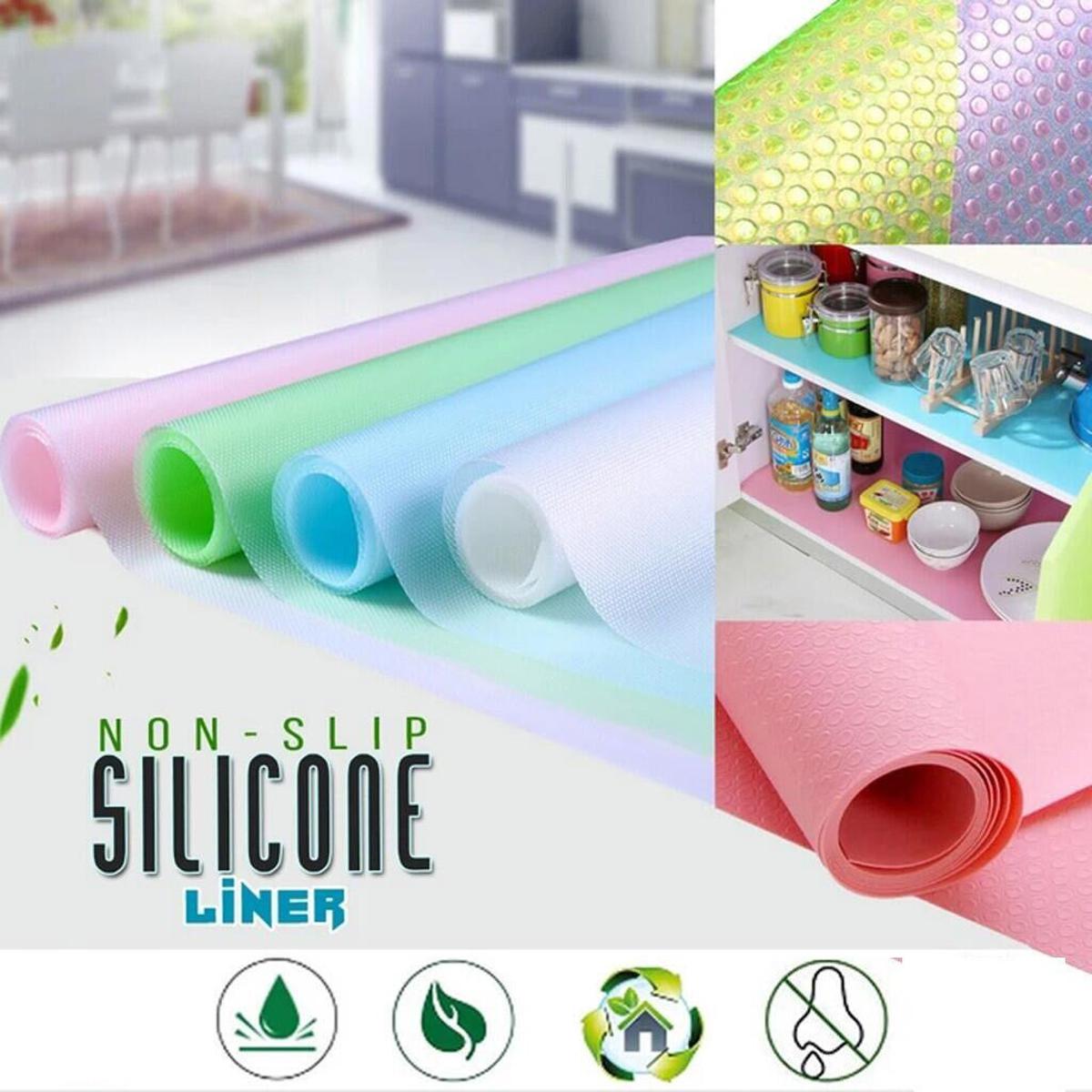 Picture of 4 Pcs Easy Clean Kitchen Cabinet Pad Refrigerator Anti Slip Fridge Liner Mat - Multicolor