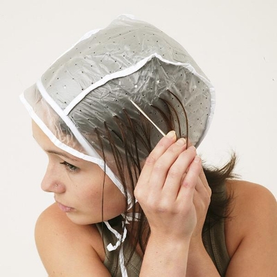 Picture of Reusable Hair Coloring Highlighting Cap with Hook - Multicolor