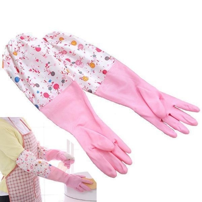Picture of Multi-color Silicone Dish Washing Kitchen Full Hand Gloves - 2pcs Set - Multicolor