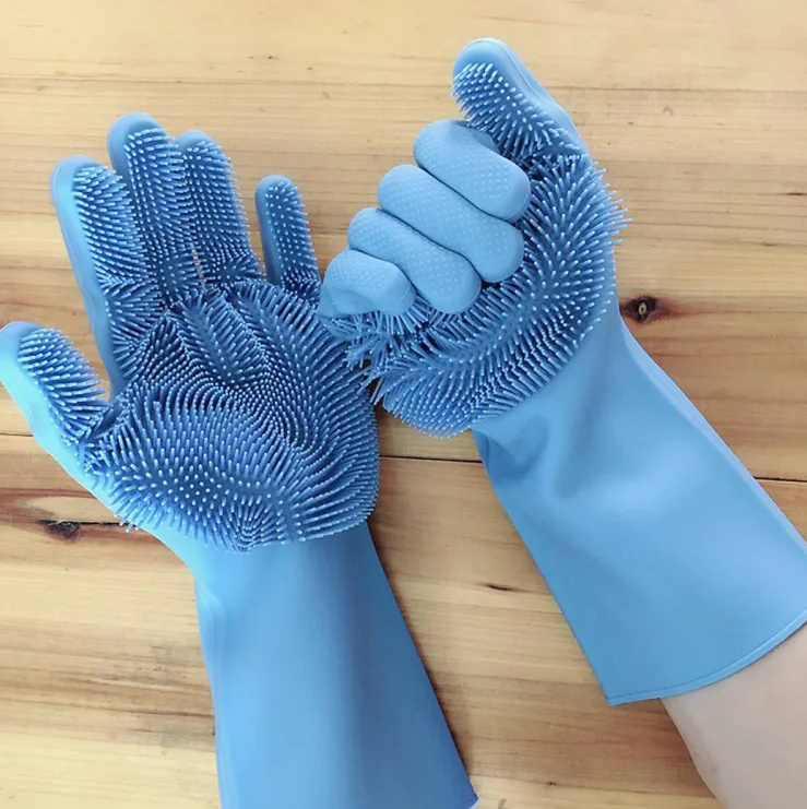 Picture of Best Quality Silicone Dish Washing Kitchen Hand Gloves - Multicolor - Multicolor