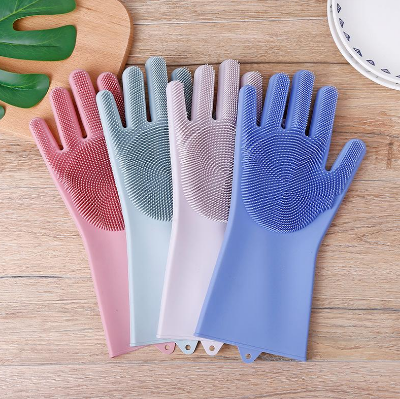 Picture of Best Quality Silicone Dish Washing Kitchen Hand Gloves - Multicolor - Multicolor