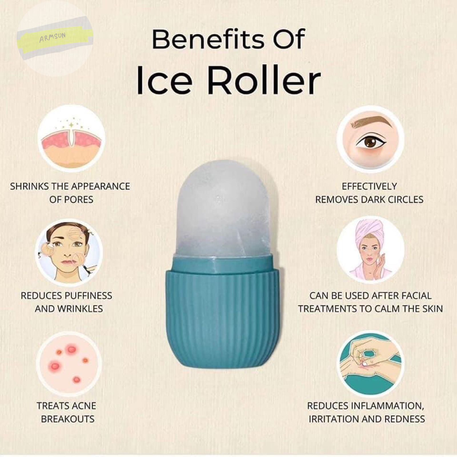 Picture of Ice Roller for Neck, Face & Eyes Massager | Face and Eye Puffiness - Multicolor