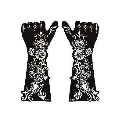 Picture of 2pcs Full Hand Mehendi Art Template Stickers - Random Design - Multicolor