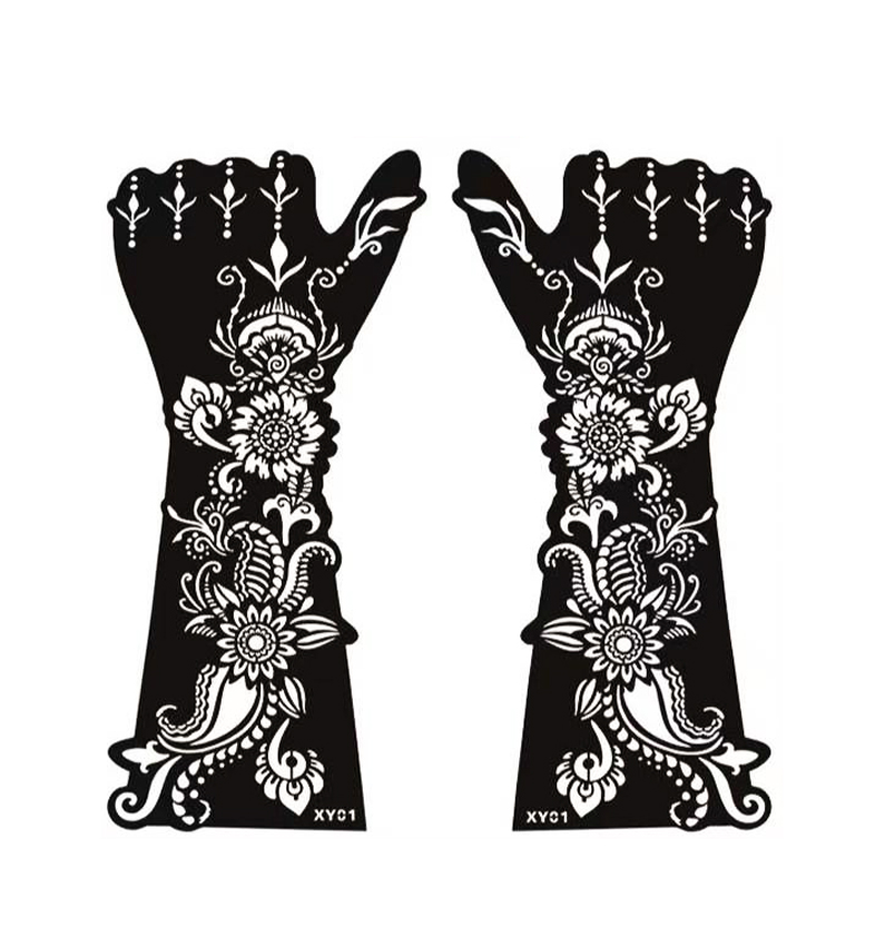 Picture of 2pcs Full Hand Mehendi Art Template Stickers - Random Design - Multicolor