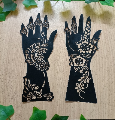 Picture of 2pcs Full Hand Mehendi Art Template Stickers - Random Design - Multicolor