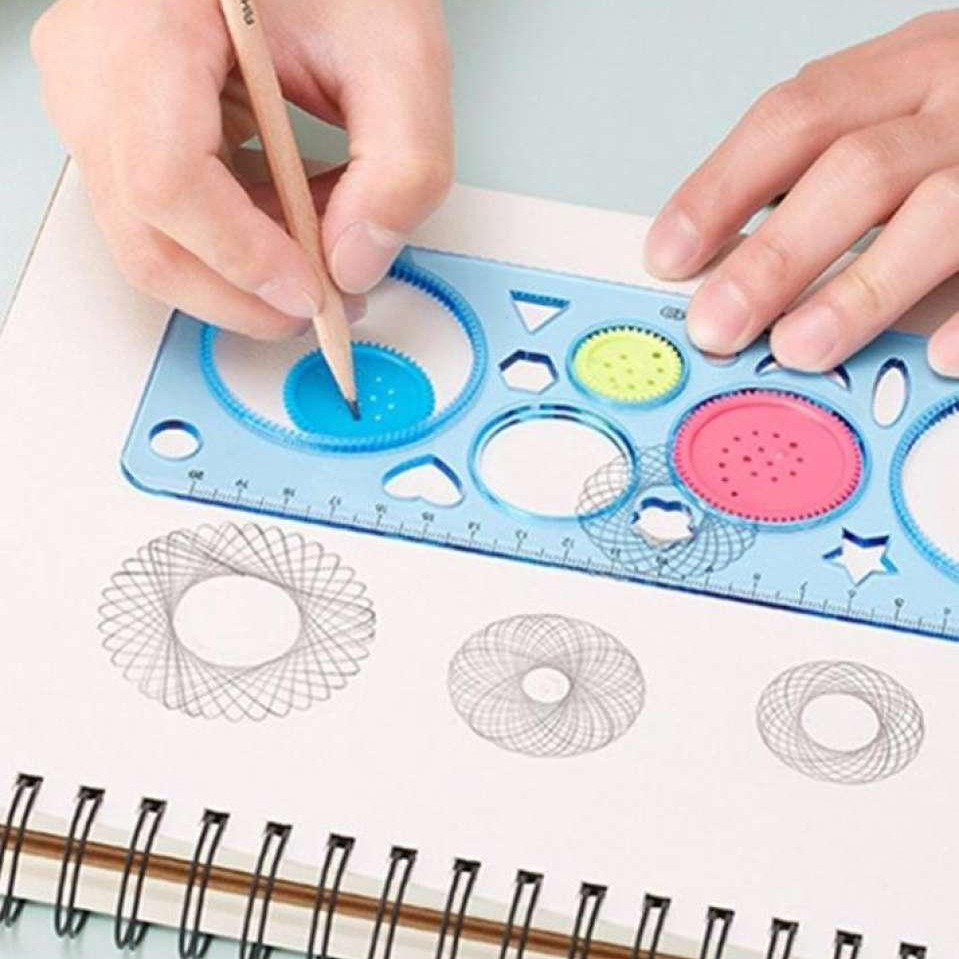 Picture of Generic Spirograph Geometric Stencils Ruler Drafting Tools - Multicolor
