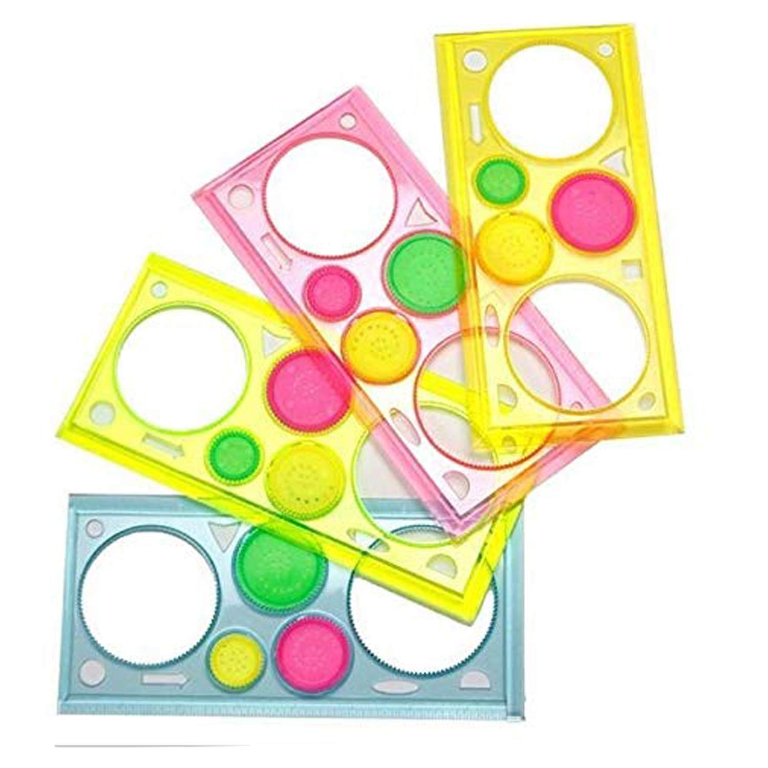 Picture of Generic Spirograph Geometric Stencils Ruler Drafting Tools - Multicolor