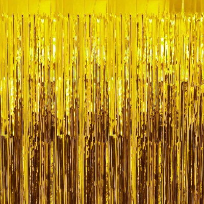 Picture of Golden Foil Metallic Curtain Backdrop For Happy Birthday Party Decoration - Multicolor