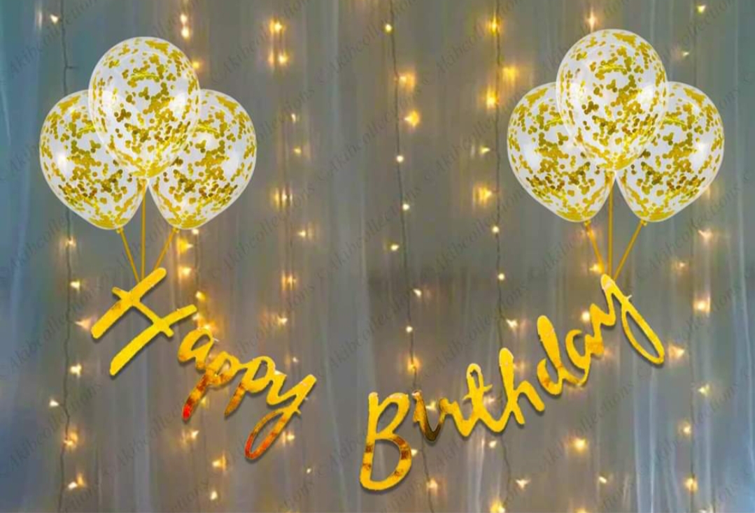 Picture of Happy Birthday Cursive, Bunting Banner in Metallic color in Italic Letters - Multicolor