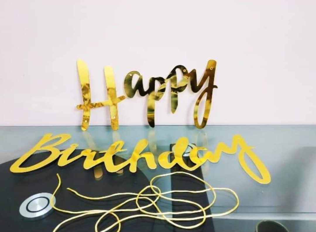 Picture of Happy Birthday Cursive, Bunting Banner in Metallic color in Italic Letters - Multicolor