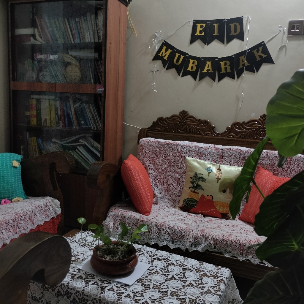 Picture of Black and Golden Eid Mubarak Card Banner For Housewarming Party - Multicolor