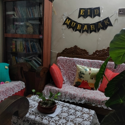 Picture of Black and Golden Eid Mubarak Card Banner For Housewarming Party - Multicolor