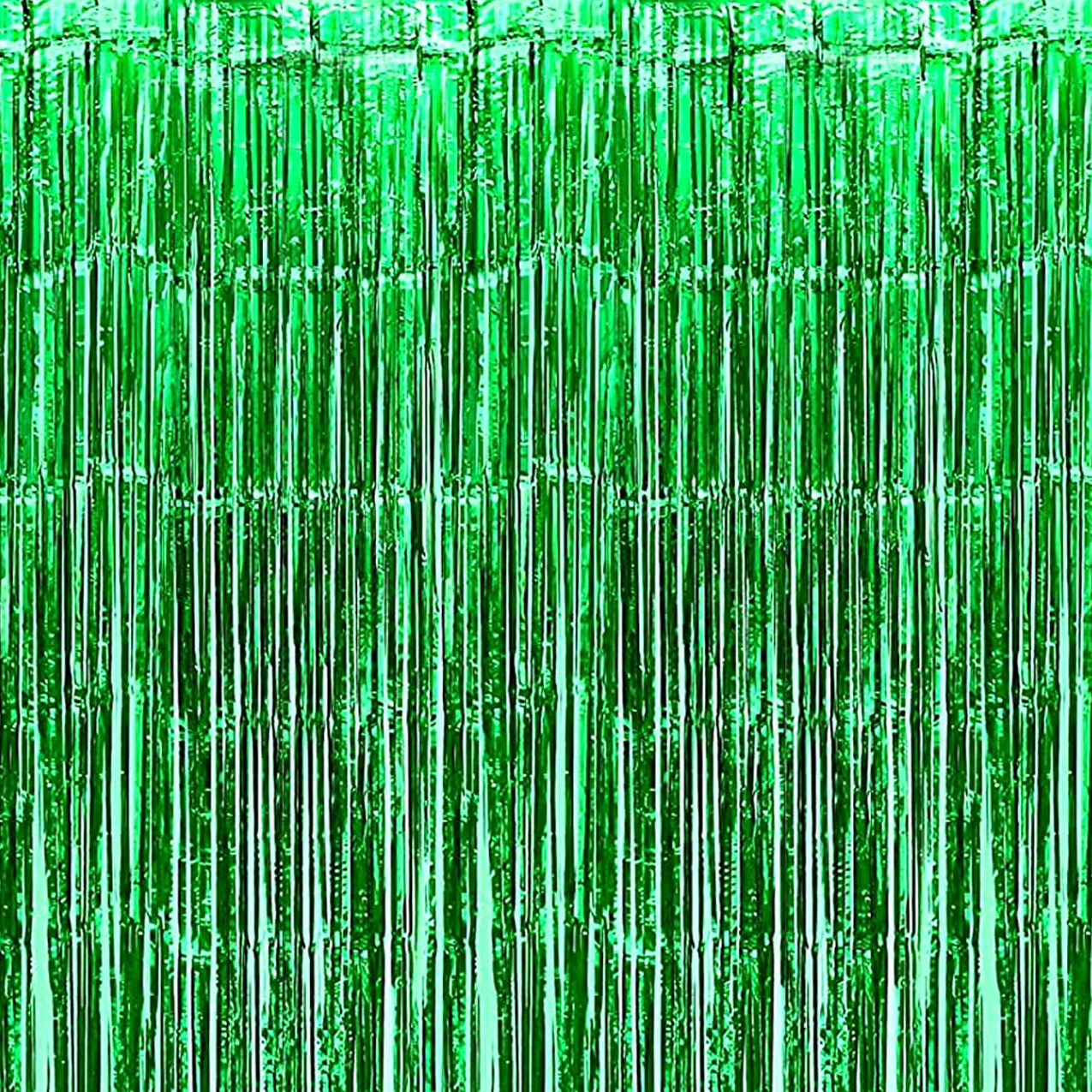 Picture of Green Foil Metallic Curtain Backdrop For Happy Birthday Party Decoration - Multicolor
