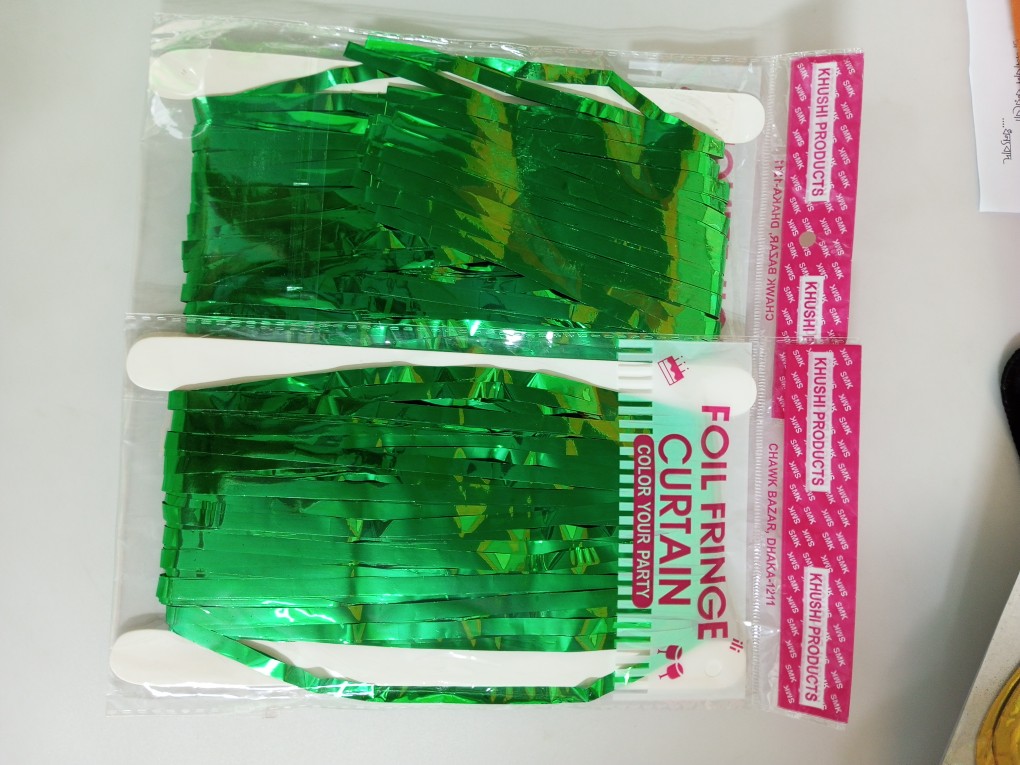 Picture of Green Foil Metallic Curtain Backdrop For Happy Birthday Party Decoration - Multicolor