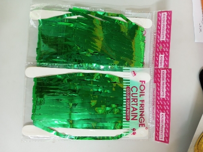 Picture of Green Foil Metallic Curtain Backdrop For Happy Birthday Party Decoration - Multicolor