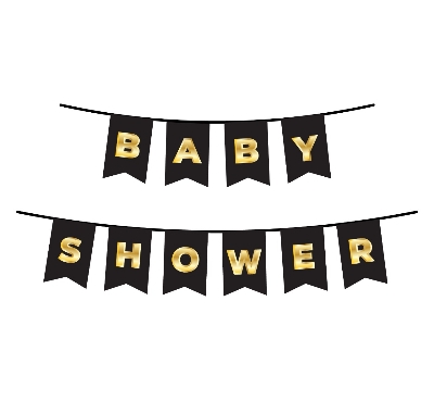 Picture of Black and Golden Baby Shower Card Banner For Housewarming Party - Multicolor