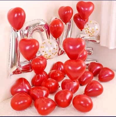 Picture of 20 Pieces Heart Shaped Love Balloon For Party - Multicolor