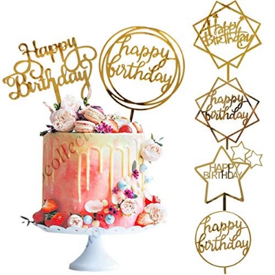 Picture of 1pcs Happy Birthday Cake Topper for Cake Decoration - Random Design - Multicolor