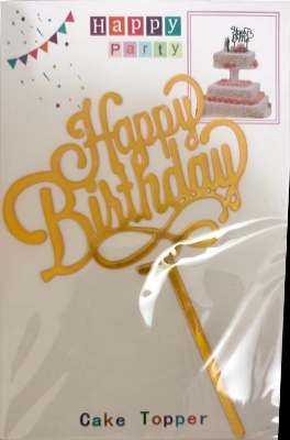 Picture of 1pcs Happy Birthday Cake Topper for Cake Decoration - Random Design - Multicolor
