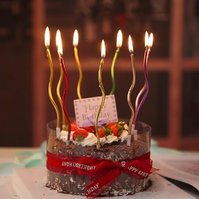 Picture of Spiral Long Stick Metallic Candle for Birthday, Wedding Party and Cake Decoration- 6 Pcs Set - Multicolor