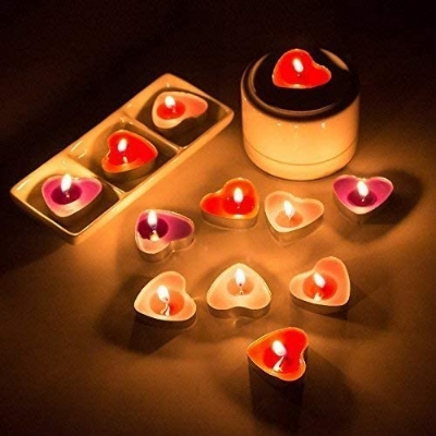 Picture of 8pcs Heart Shaped Smokeless Tea Light Candles for Birthday Party - Multicolor