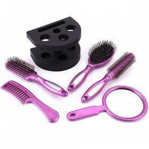 Picture of Professional Salon Quality Hair Care Brush With Mirror - 5pcs Set - Multicolor